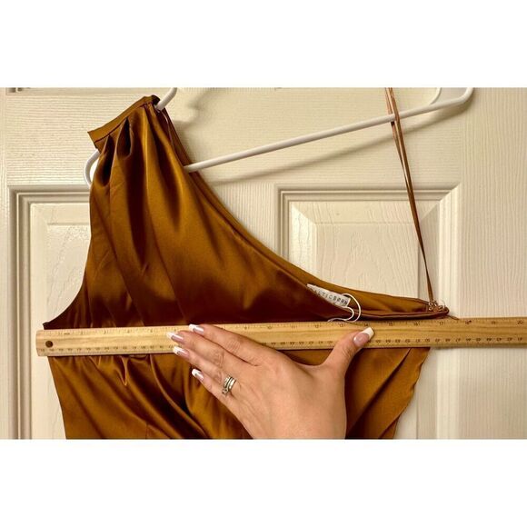 NWOT Celia One Shoulder Bronze Midi Dress by BalticBorn Medium - Picture 12 of 13